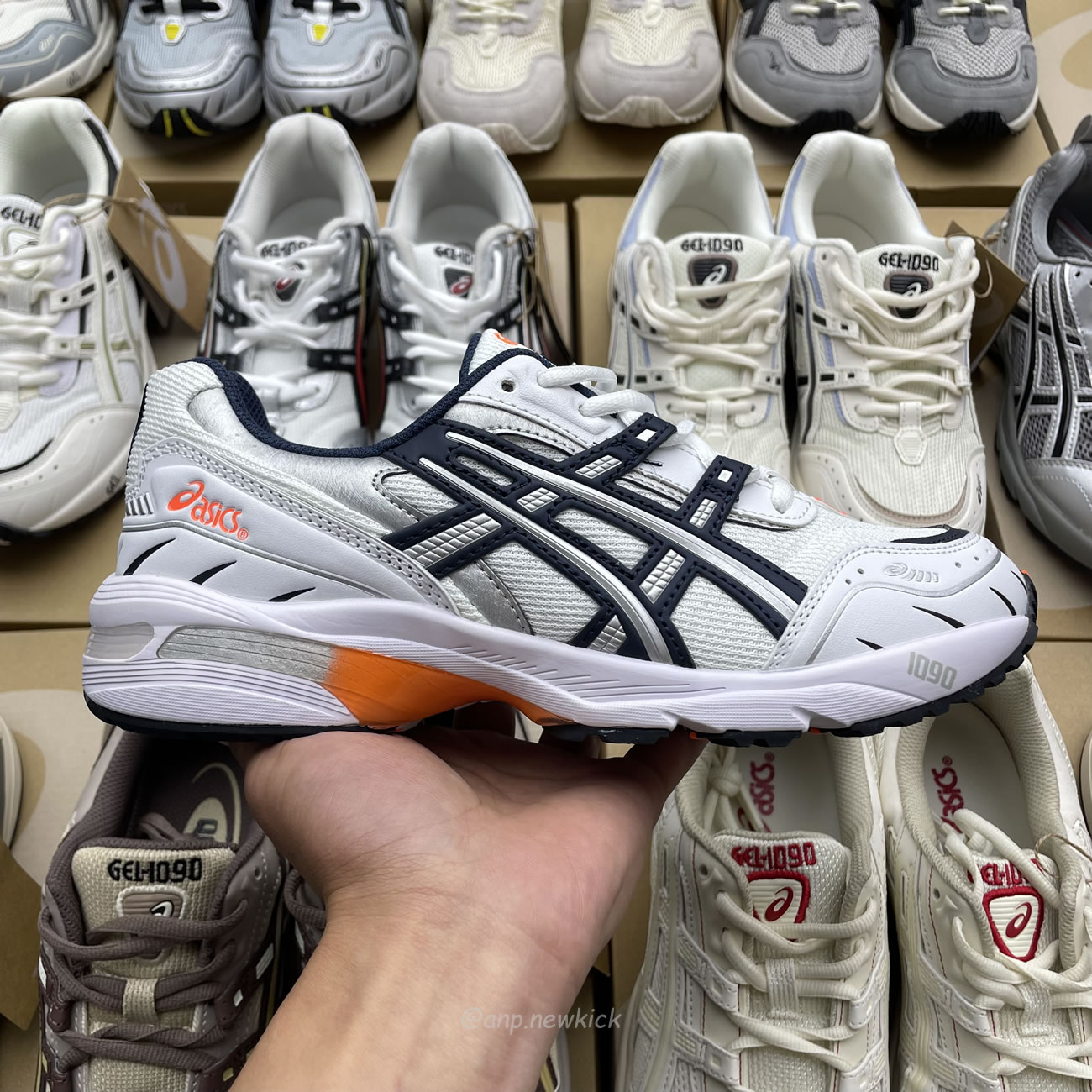 Asics Gel 1090 Grey Beige Birch French Blue White Sage Silver Cream Brown Silver Cream Gray Blue (16) - newkick.vip